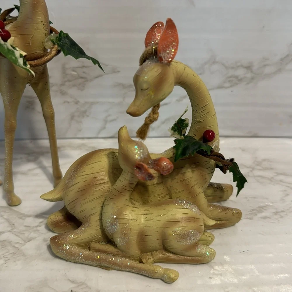 Christmas deer figurines ceramic festive ornaments home decor